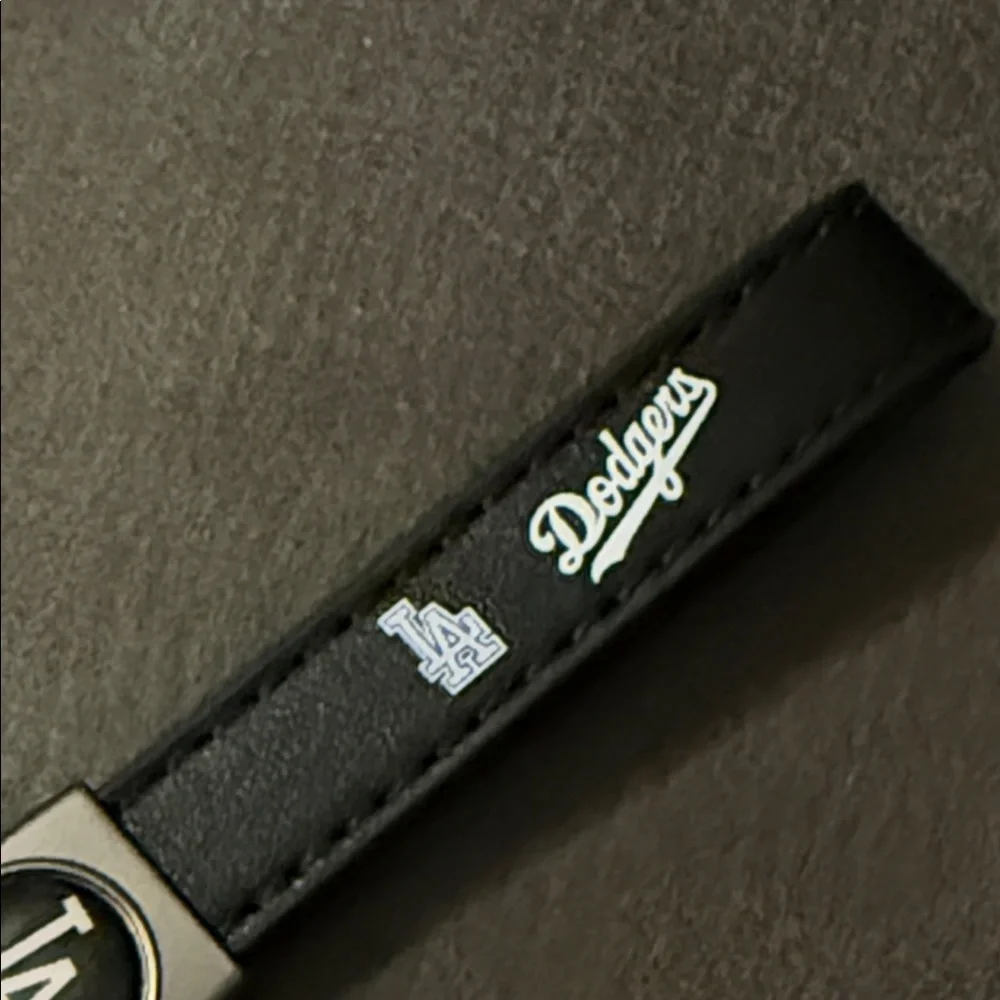 Dodgers Black Leather Keychain